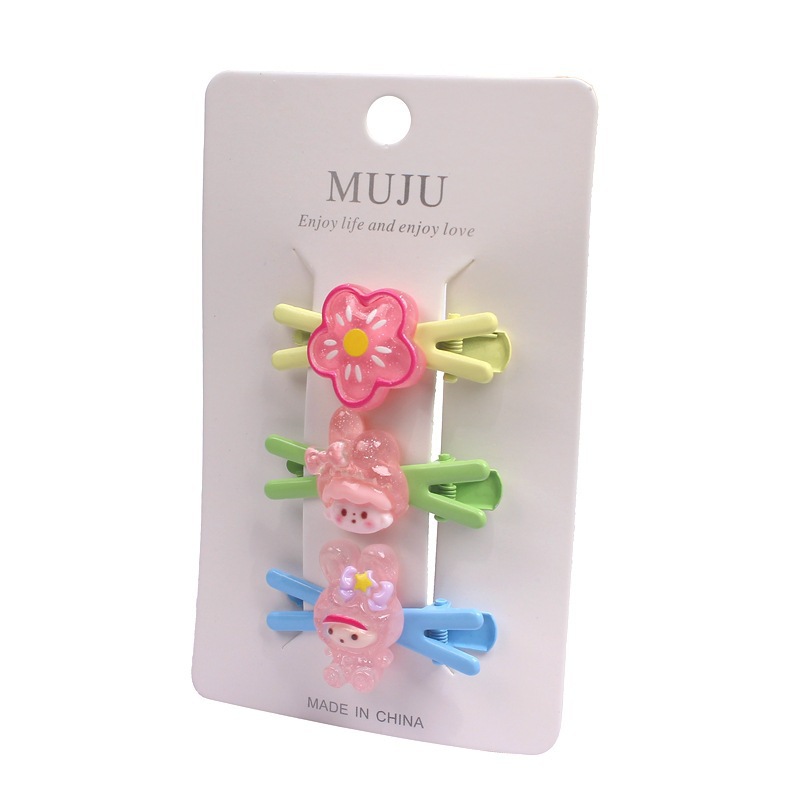 Early spring cute children's hair clips, sweet girl bangs clips, side cartoon street accessories, baby broken hair small hair clips Item Picture