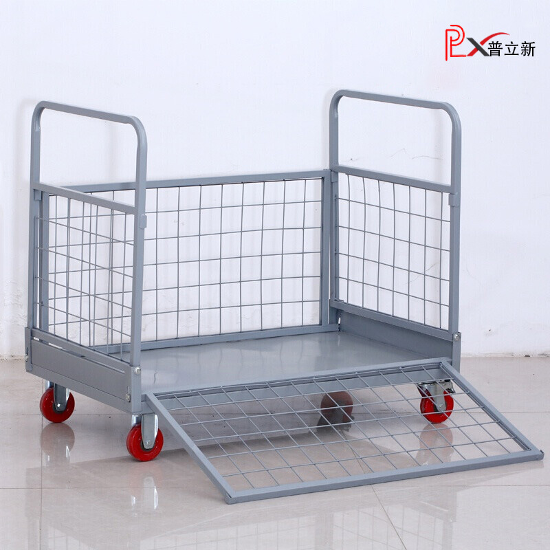 Folding grid trolleys, express delivery turnover carts, warehouse goods handling carts, material carts, and small carts for carrying goods at stalls details Picture