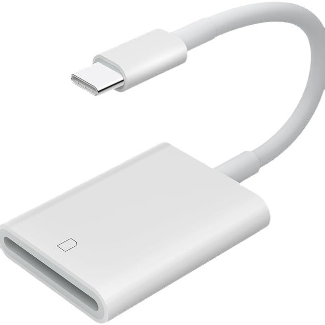 The sd card reader for the trendy camera is compatible with Apple phones, SONY, Canon, Nikon, and memory cards for direct transfer to OTG Item Picture