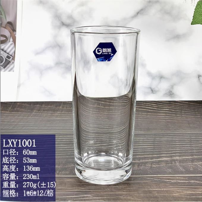 Langxu Glass Breakfast milk Cup, straight cup manufacturer wholesale, juice water cup, thickened heat-resistant high-end dining cup details Picture