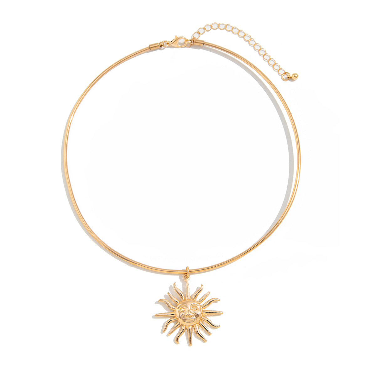 European and American cross-border accessories, retro and simple sun pendant, collarbone chain, fashionable alloy necklace necklace collar Item Picture