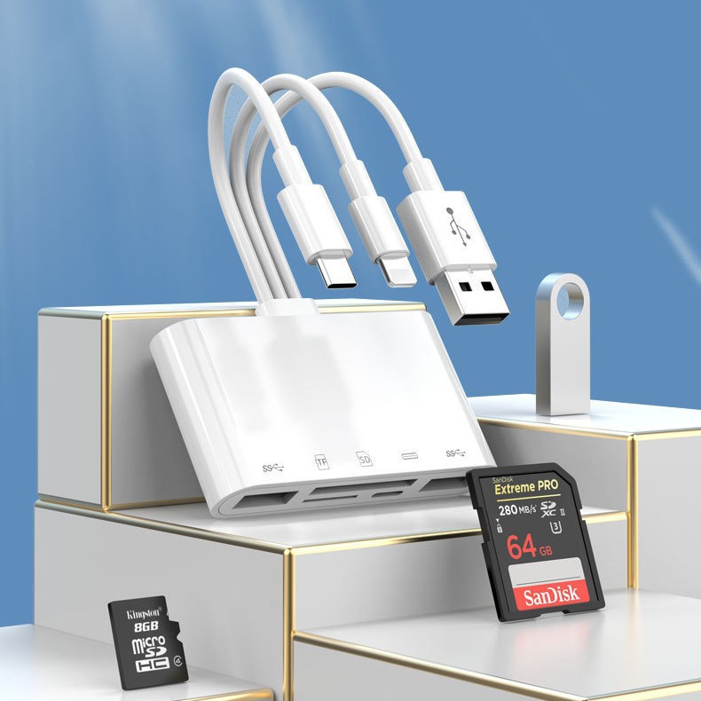 The camera memory card sd card reader multi-functional otg adapter is suitable for type-c Apple phone card readers Specification drawing