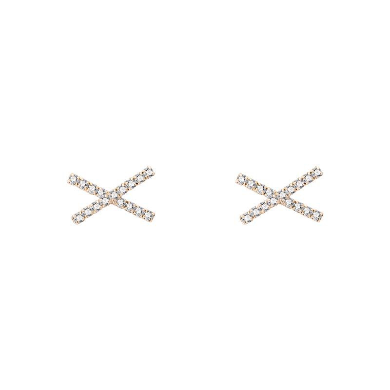 Cold and minimalist X-shaped letter stud earrings, simple and petite female, with a unique and elegant style, diamond-encrusted earring and ear clip Item Picture