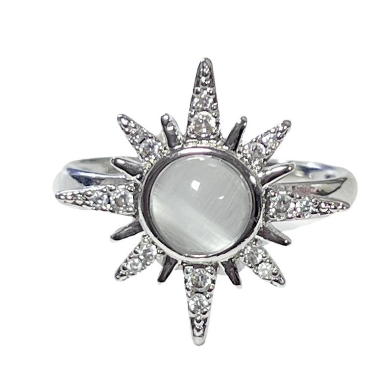 A niche, light luxury sunflower-like, star-shaped open ring for women on Instagram, with a cold style and irregular texture Item Picture