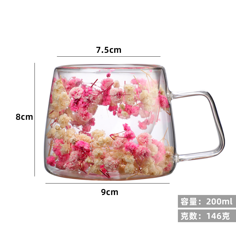 New cross-border internet-famous universal double-layer glass cup, high appearance level souvenir coffee cup, high borosilicate simple cup Item Picture