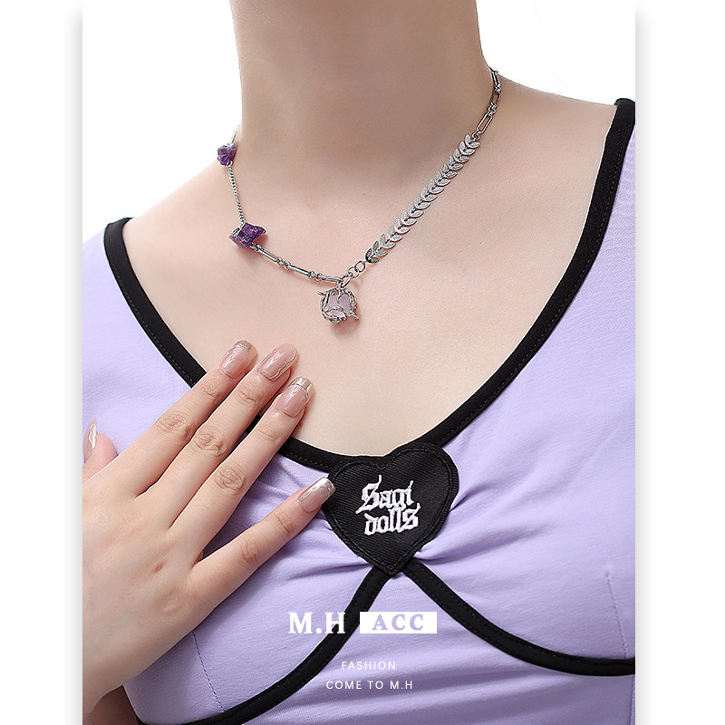 Purple Glacier Series necklace for women, new Chinese-style sweet and cool style, fresh and fashionable, hot girl neck chain, collarbone chain, neck accessory wholesale Application Scenario
