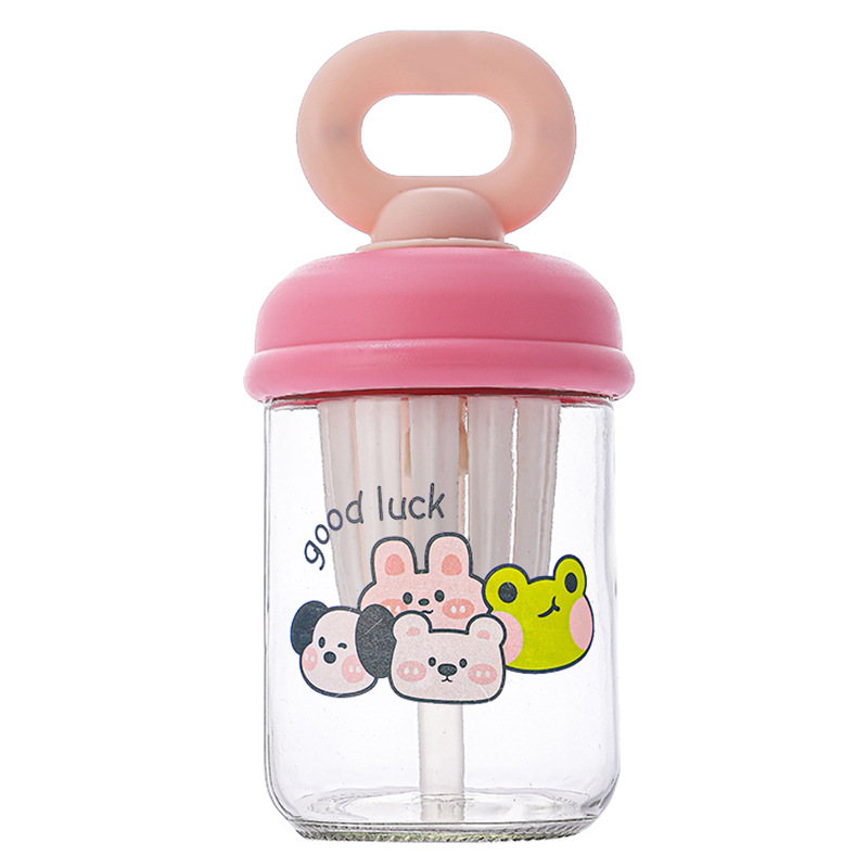Hand-held glass straw cup, cute tea-making water cup, high school girls' appearance level tea-water separation cup, high-temperature resistant water cup wholesale Item Picture