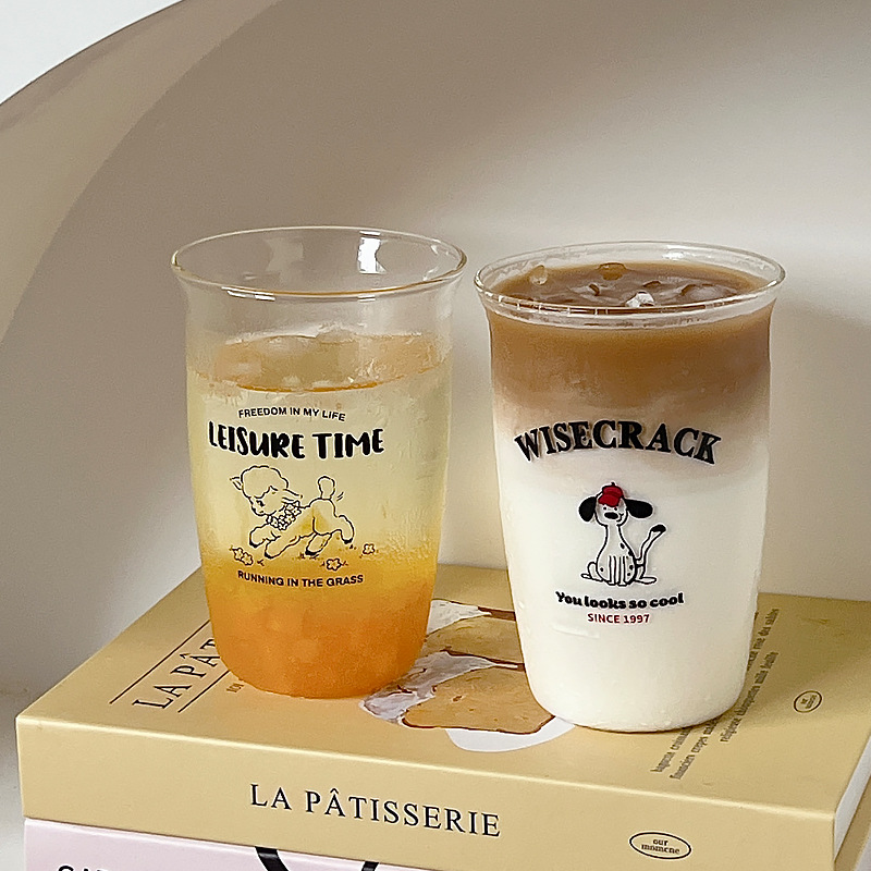 Bolimei Korean-style glass cups, coffee cups, cold brew cups, latte breakfast cups, household heat-resistant microwave glass cups Specification drawing