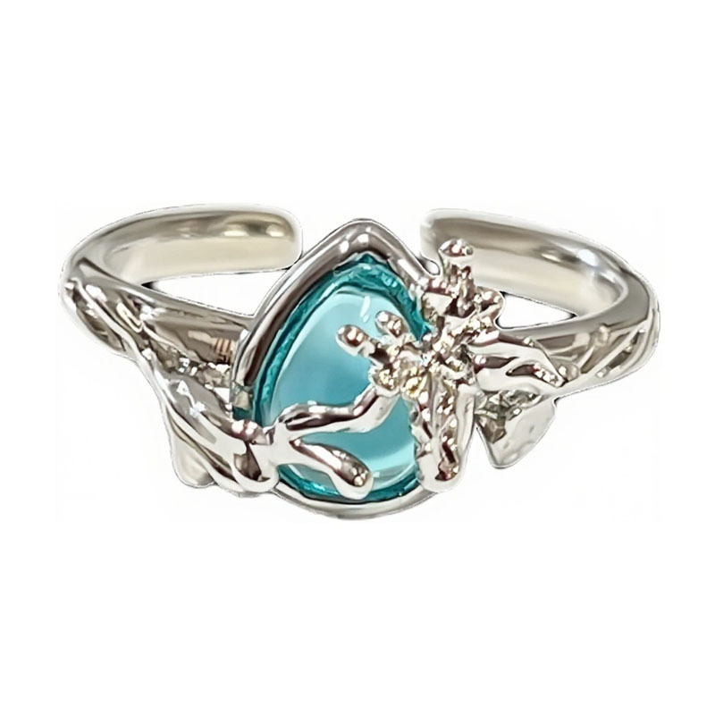Exquisite cross-border versatile, fresh and light blue drip glaze whitening ring, a cold and feminine style, a niche androgynous ring Item Picture