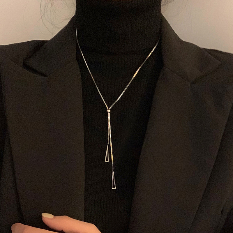 Geometric triangle necklace for women's trendy autumn and winter, long tassel accessory, light luxury and niche decorative sweater chain, ins Application Scenario