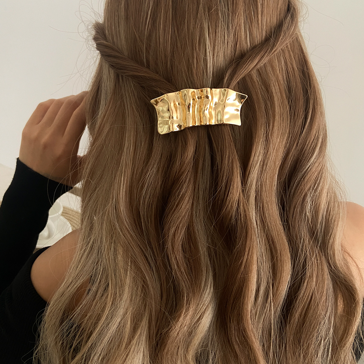 European and American cross-border accessories, ocean style geometric alloy spring clip, back of the head ponytail braided hair accessory, versatile hair clip Specification drawing