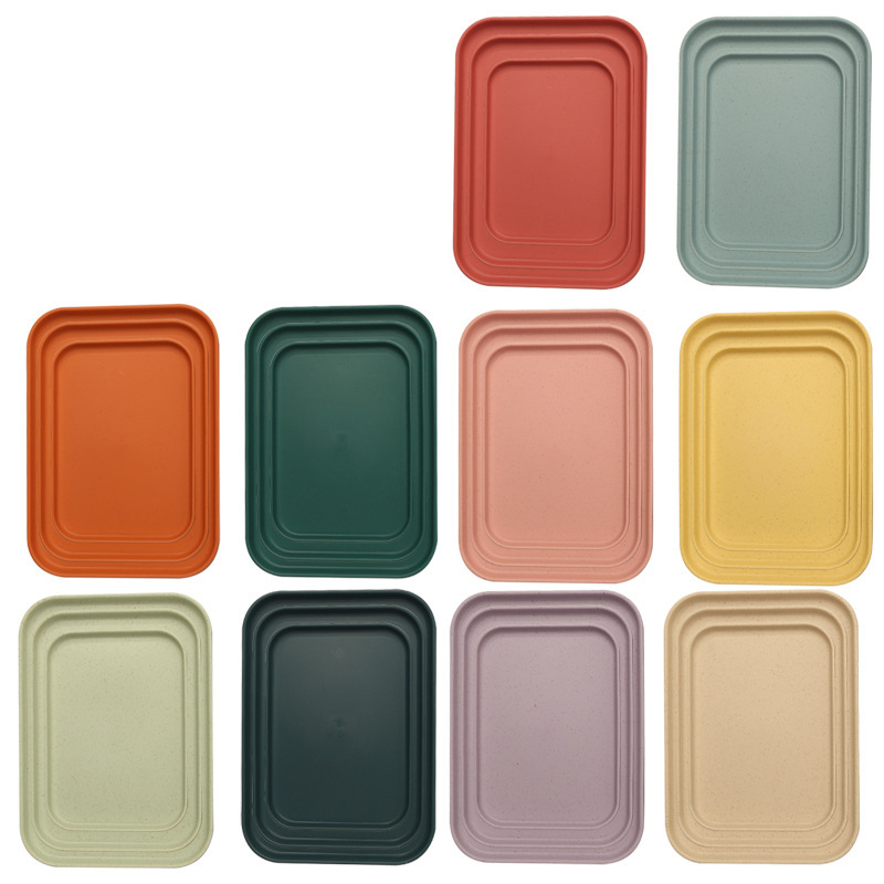 Amazon wheat pp rectangular tray, fruit plate, plastic dinner plate, hotel restaurant, high appearance level, Nordic-style plate Item Picture