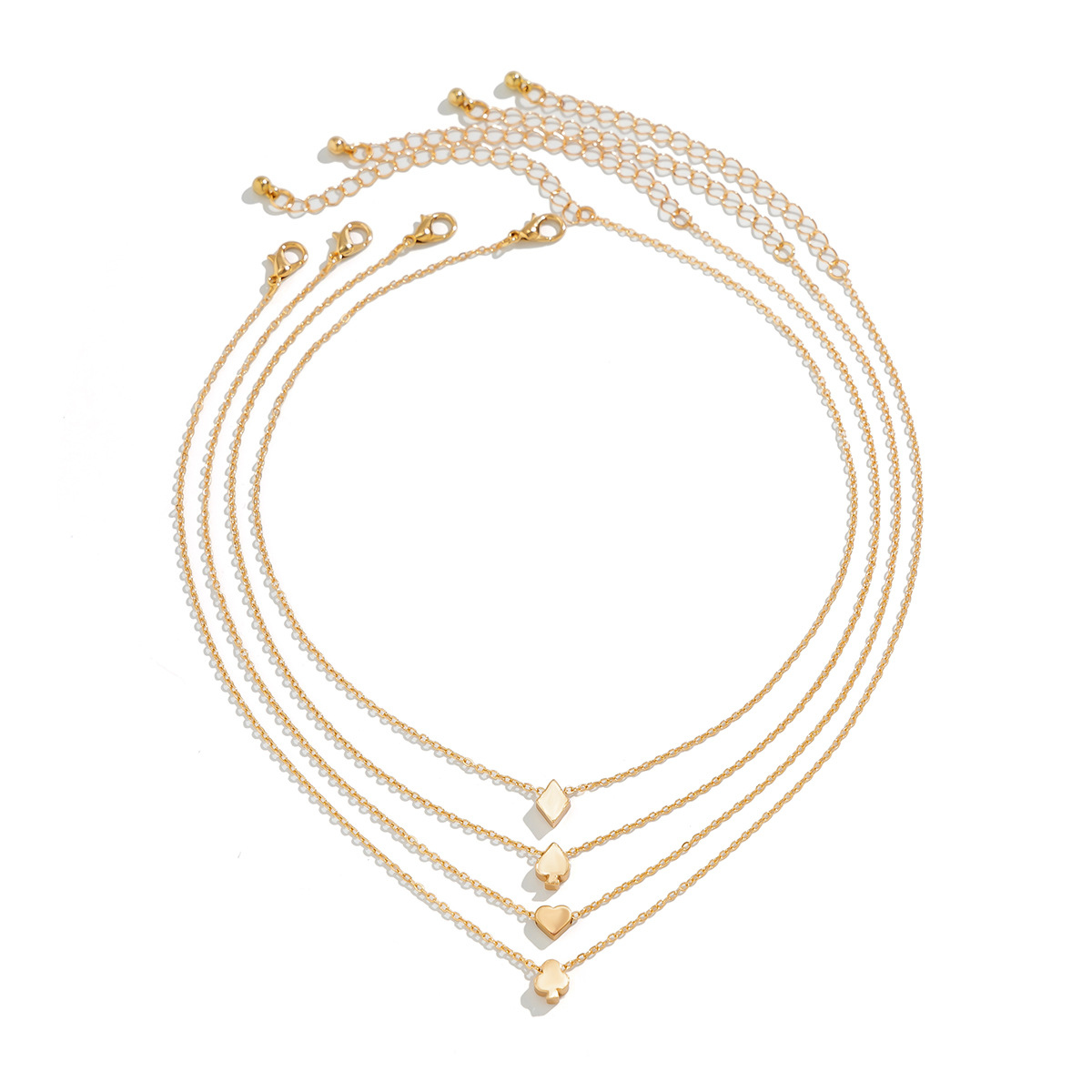European and American cross-border accessories multi-layer layered fashion necklace necklace metal round triangular heart chain Item Picture