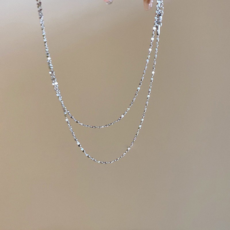 Sparkling double-layer metal necklace for women, summer choker style, elegant neckchain, light luxury and niche collarbone chain Specification drawing