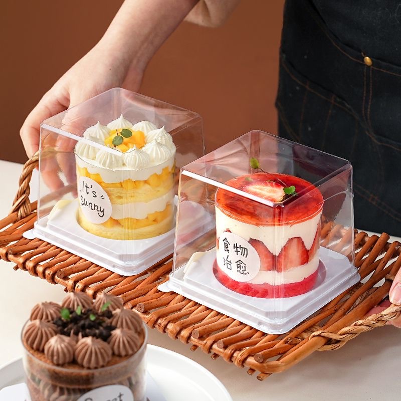 2-inch small cake packaging box, multi-layer mousse transparent blister box, mini Western pastry baking packaging box full figure