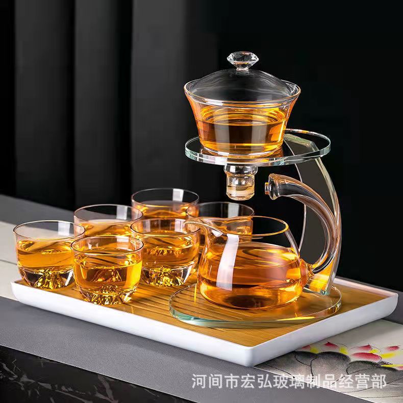 High-end Gongfu tea set gift box, office tea-making wonder, magnetic fully automatic tea-making, glass tea infuser, teapot full figure