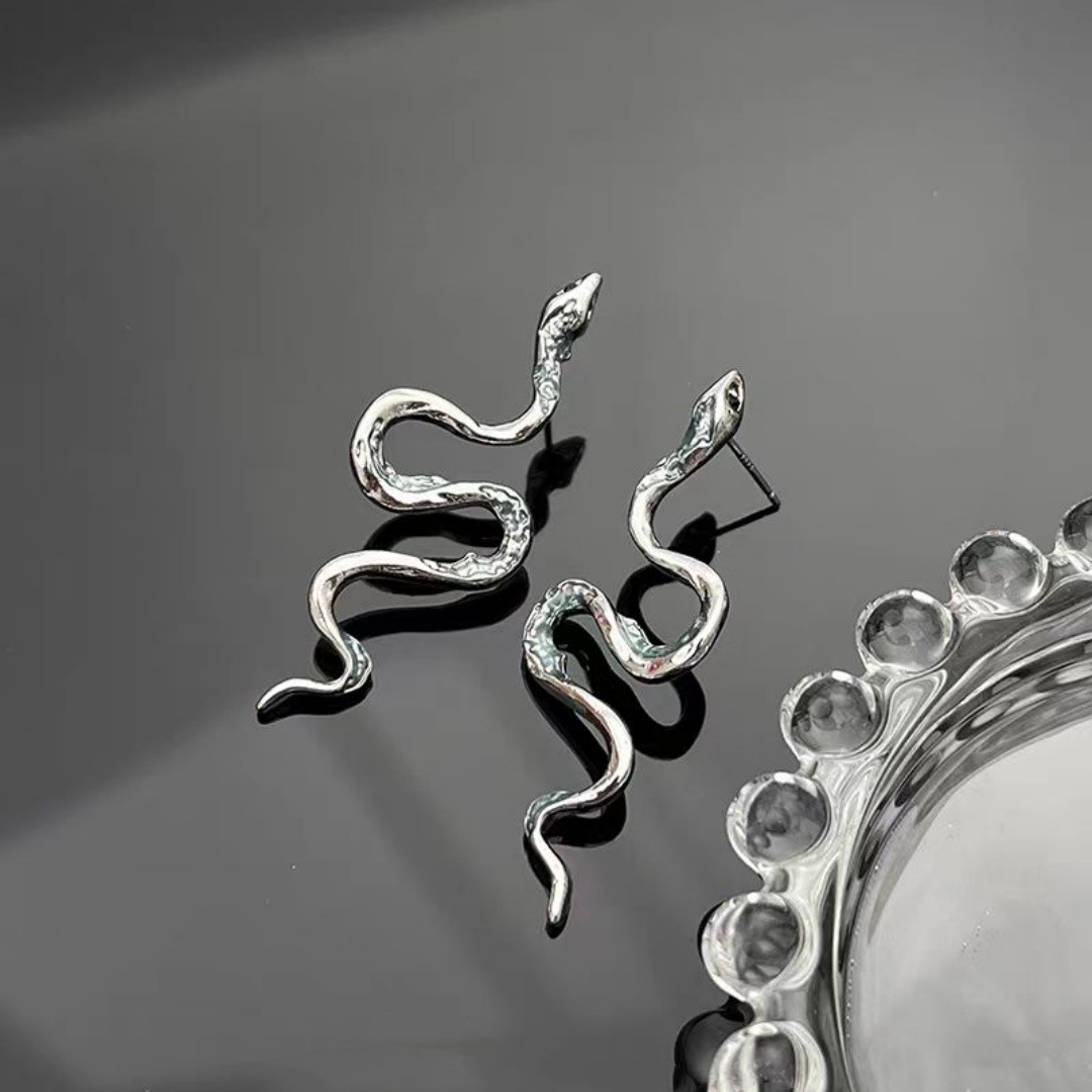 Snake-shaped earrings and stud earrings for women in 2025, with a cold and unique style, are versatile and suitable for the Snake Year zodiac design. This is a niche sweet and cool earpiece Specification drawing