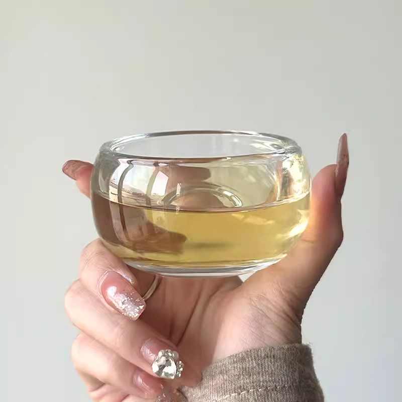 High-temperature resistant high-end glass cup, owner's cup, not hot to the touch, personal special thickened single cup, high-end health tea tasting cup Specification drawing