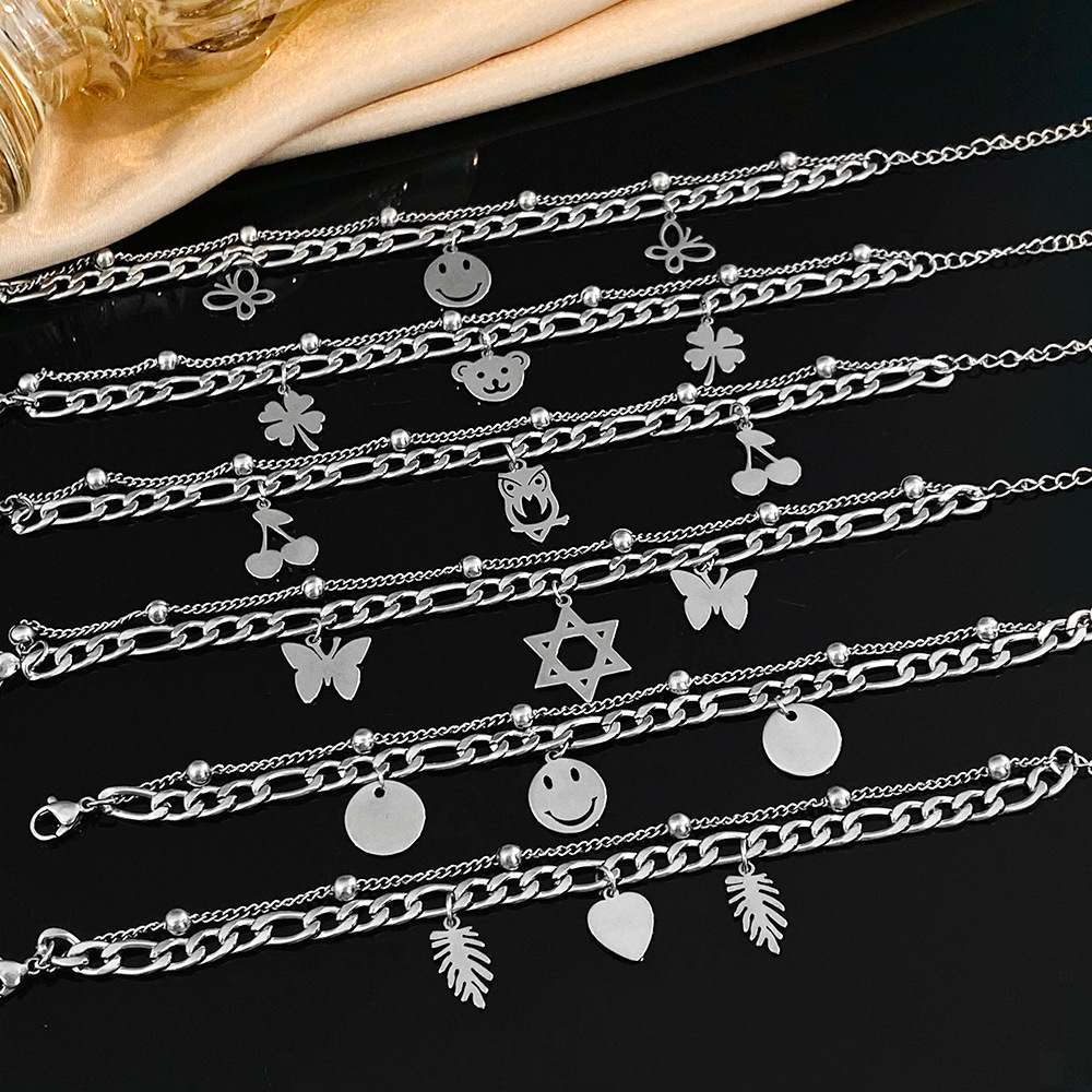 European and American cross-border fashion men's jewelry set, spider bat skull ring, beaded bracelet, men's stainless steel necklace details Picture