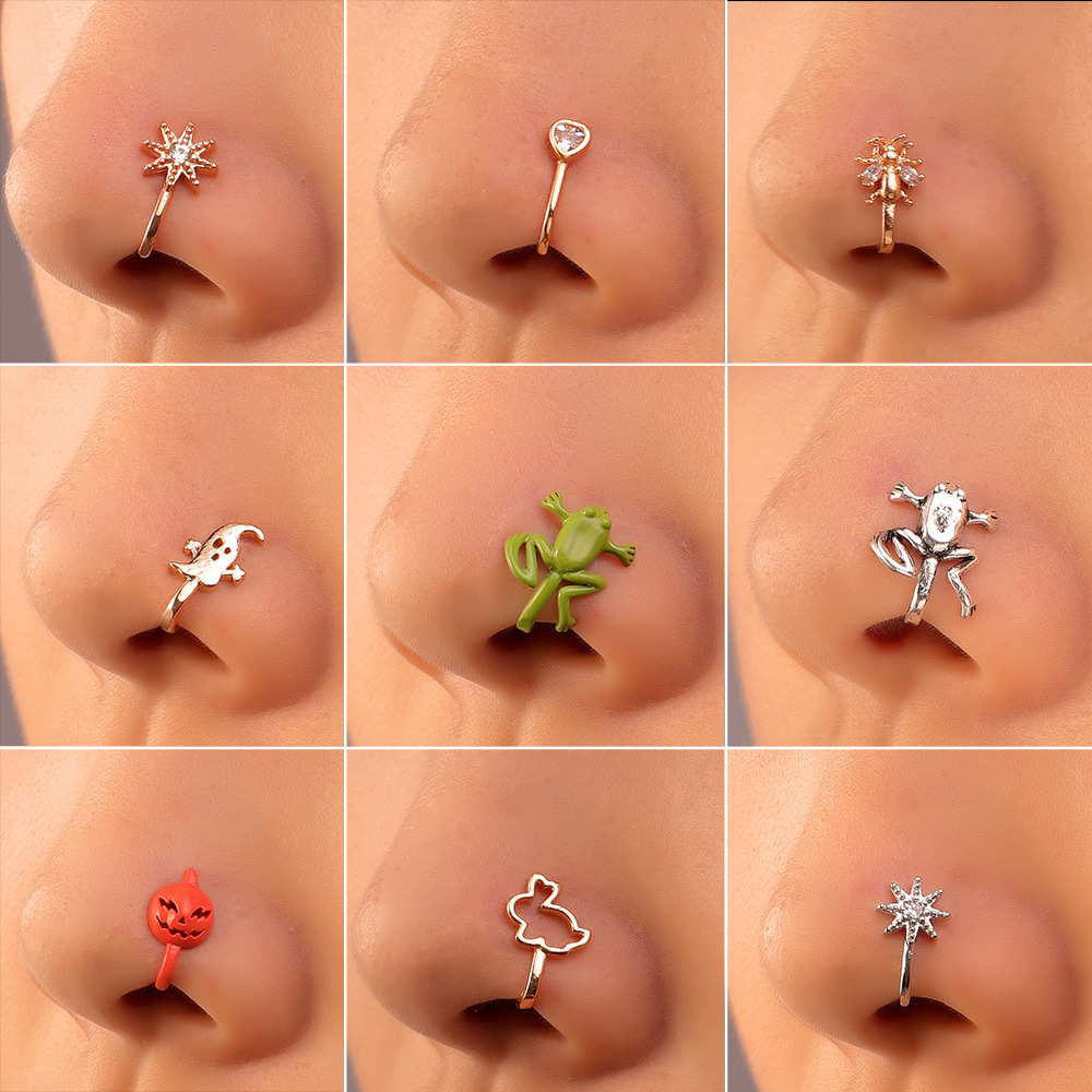 European and American Amazon non-piercing nose clip, African retro copper-inlaid zircon U-shaped nose stud adjustable piercing accessory full figure