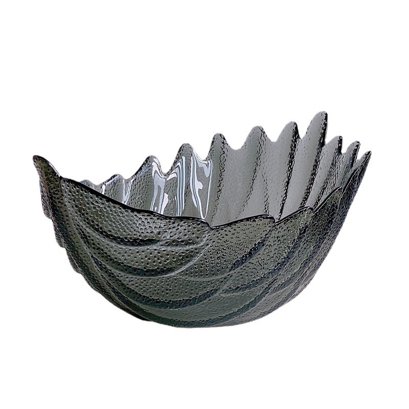 Creative golden-edge feather glass bowl, large fruit plate, vegetable salad bowl, Nordic-style home restaurant, candy plate, fruit Item Picture