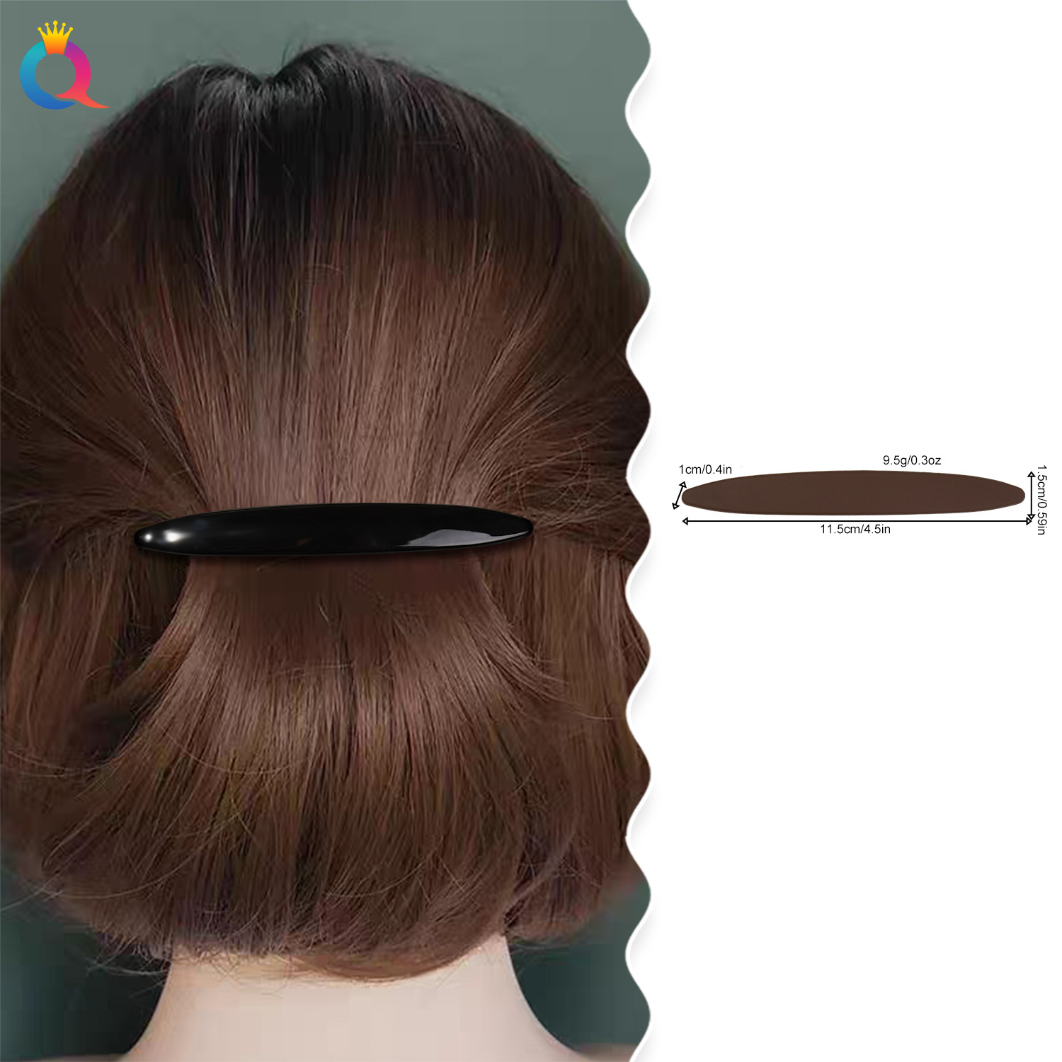 Qiyue Cross-border PC Korean spring clip, fashionable long oval ponytail clip, top clip, broken hair clip, women's popular bangs clip details Picture