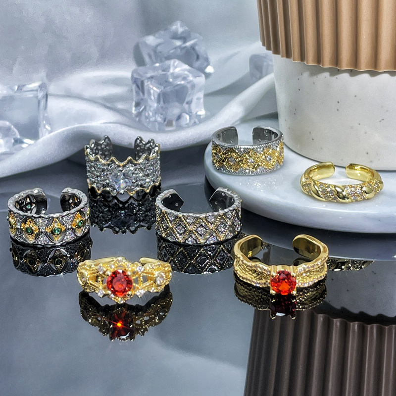 New national trend style metal girl irregular hollowed-out opening ring, new Chinese high-end, light luxury and versatile ring full figure