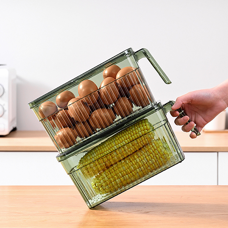 New refrigerator storage box, kitchen frozen vegetable creative time-keeping preservation box with lid, special storage box for refrigerators Specification drawing