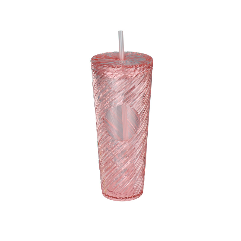 Cross-border best-selling large-capacity straw water cup with striped pattern, high-end drinking cup, ins style, white-collar and Bohemian water cup Item Picture