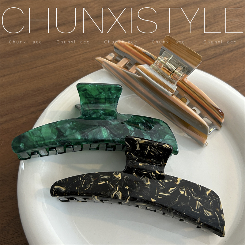 Laid-back style small hammer large acetic acid gripper, French green shark clip from South Korea, niche hair clip and gripper details Picture