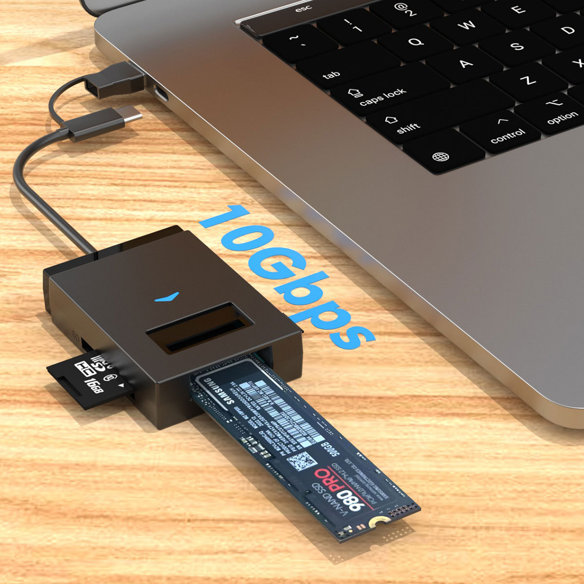 New M.2 NVMe /NGFF solid-state drive case, SD/TF direct port, easy drive cable, external USB/C reading for computer details Picture