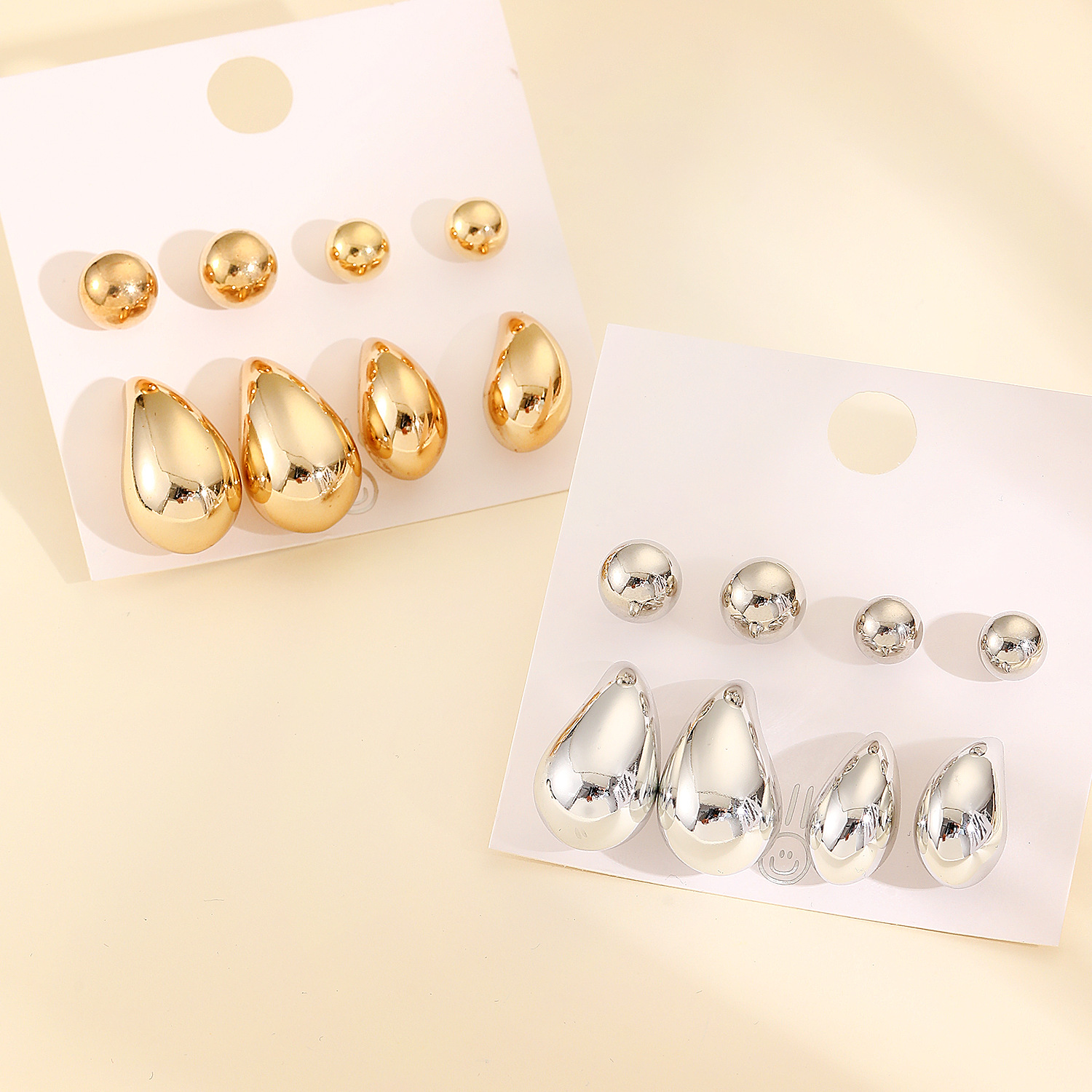 A new set of teardrop earrings from Europe and America, fashionable, simple and elegant, versatile. Teardrop double-sided stud earrings and Doudou earrings Specification drawing