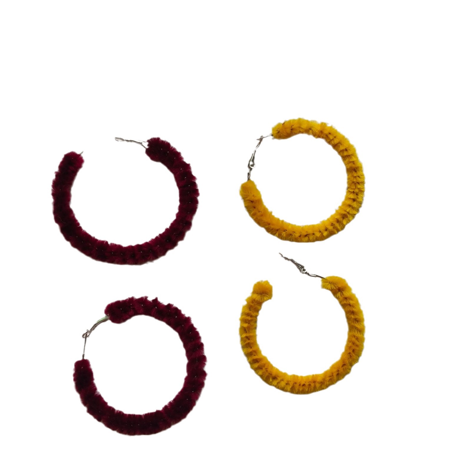 Autumn and winter atmosphere, fashionable multi-color woolen ring ear earrings, women's retro oversized, simple and popular ins style earrings Item Picture