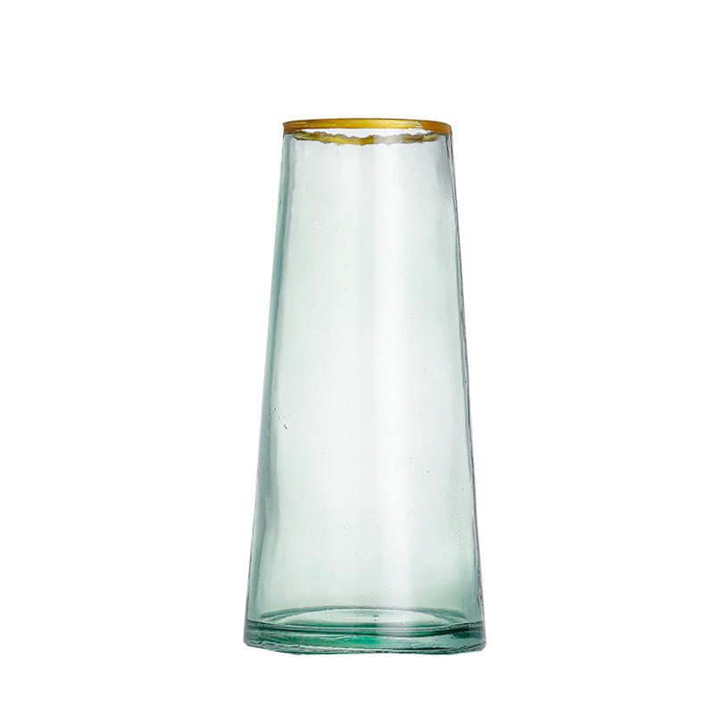 Nordic minimalist ins light luxury gilded glass vase, living room water-grown fresh flowers, dried flowers, flower arrangement vase, decorative item batch Item Picture