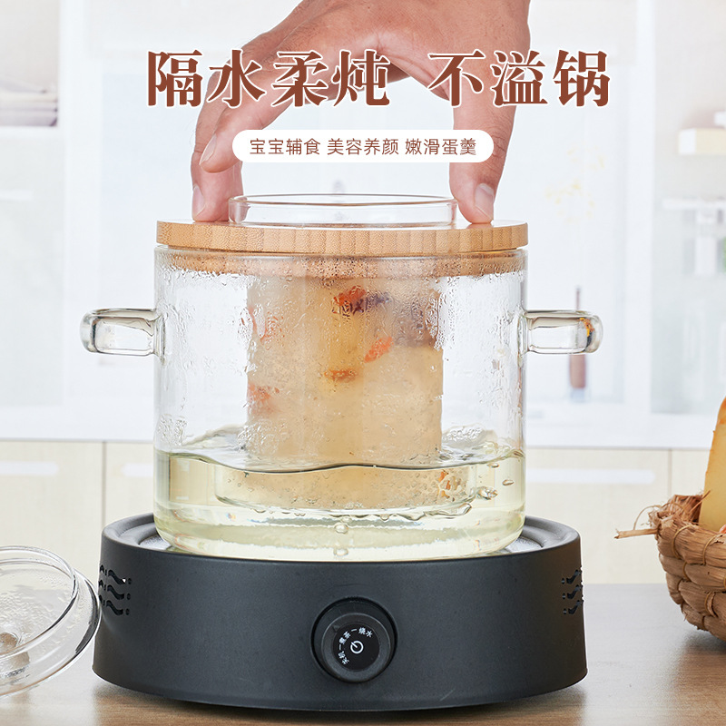 Glass bird's nest pot, steaming cup, stewing cup, soup pot for babies, home with lid for making soup and porridge, baby food pot, health pot Application Scenario