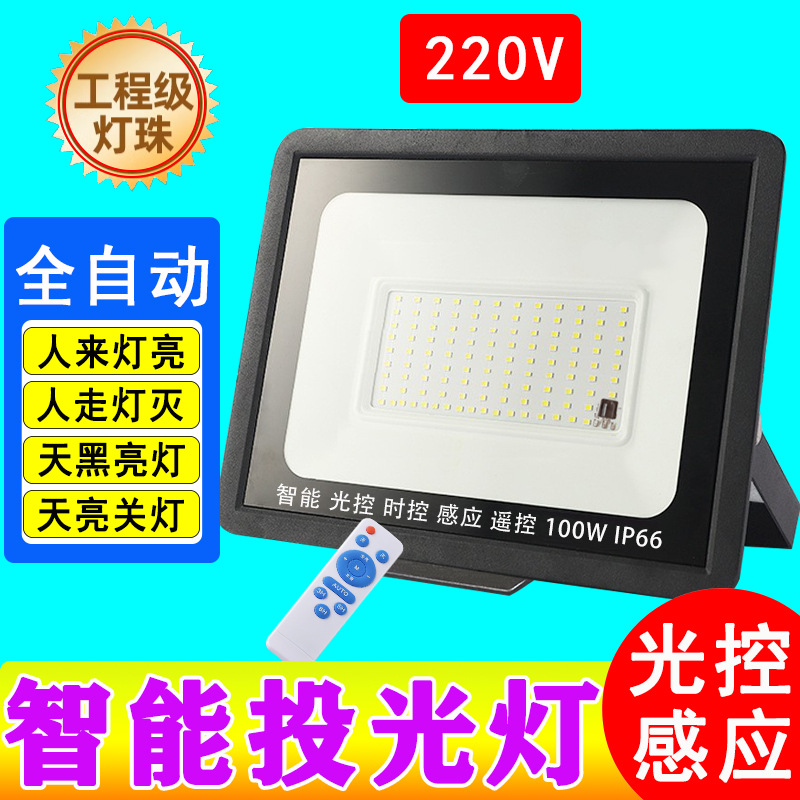 Light-controlled floodlight strip, sensor led, community courtyard light, outdoor street light, waterproof outdoor light, 220V, all-dark lighting full figure