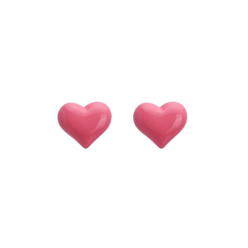 Love it so much! Simple and versatile solid-color heart-shaped stud earrings for women, fresh and sweet, with an ins niche design sense heart-shaped earrings Item Picture
