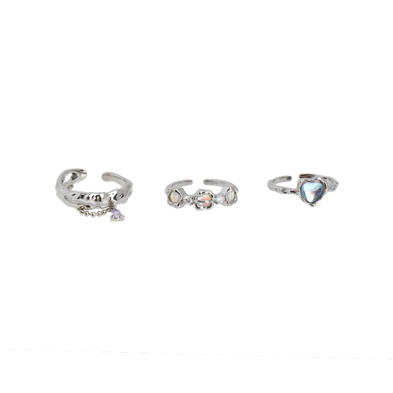 Heart-shaped lava moonstone ring for women on Instagram, a super ethereal and high-end ring with a niche open design, a new index finger ring Item Picture