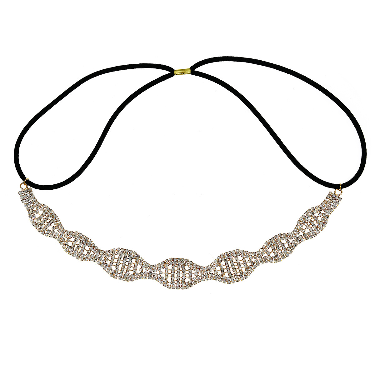 New cross-border bride headband, fashionable and simple, handcrafted chain rhindiamond headwear, photography photo, wavy elastic headband Item Picture