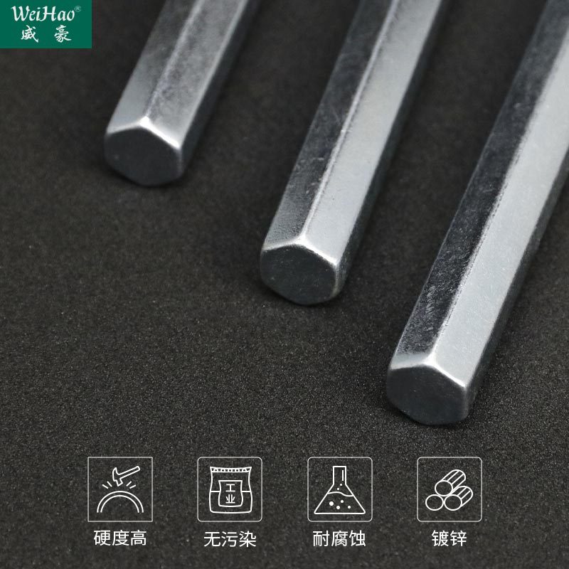 Wholesale of Weihao hardened blue and white zinc Allen wrenches, flat-head L-shaped screwdrivers, 7-shaped small board wrench tools Specification drawing