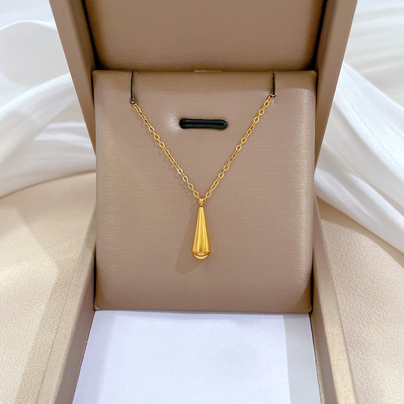【 All-titanium Steel 】 Cold style water drop personalized minimalist style furnace real gold necklace, female Instagram Internet celebrity collarbone chain full figure
