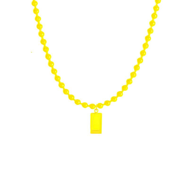 The "Get Rich Quickly" small gold brick necklace does not fade. It is a light luxury titanium steel small gold bar square pendant with a stylish and versatile collarbone chain accessory Item Picture