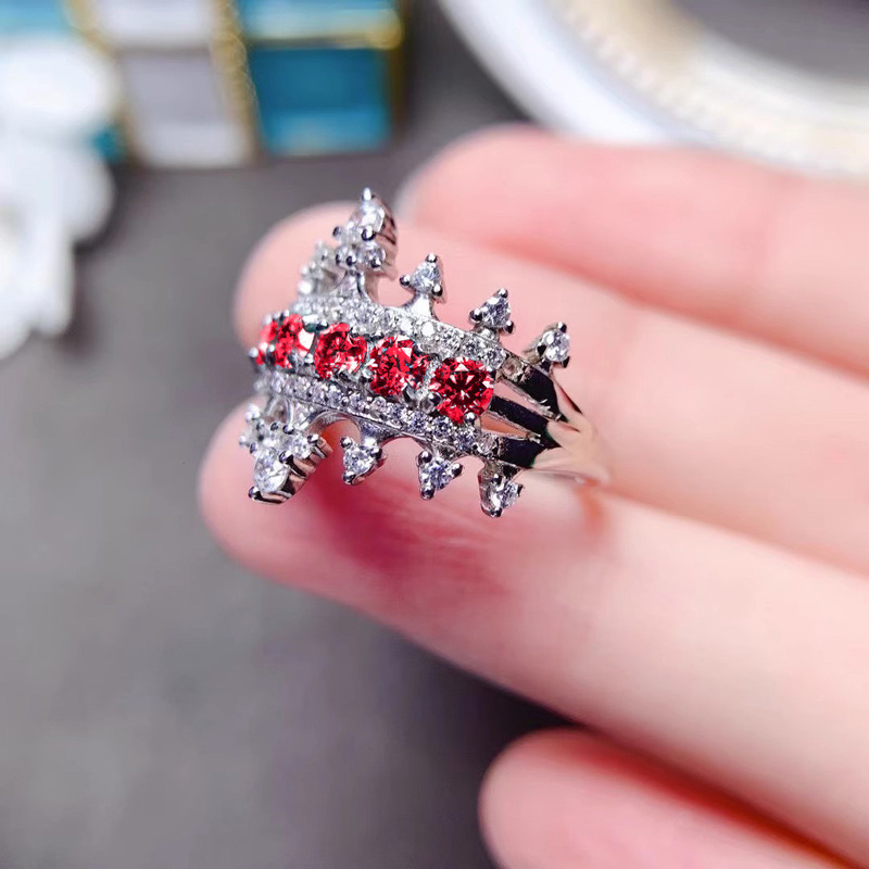 This unique open-top red diamond zircon ring with a light luxury and high-end feel is a perfect and versatile sweet and cool fashion ring for women Application Scenario