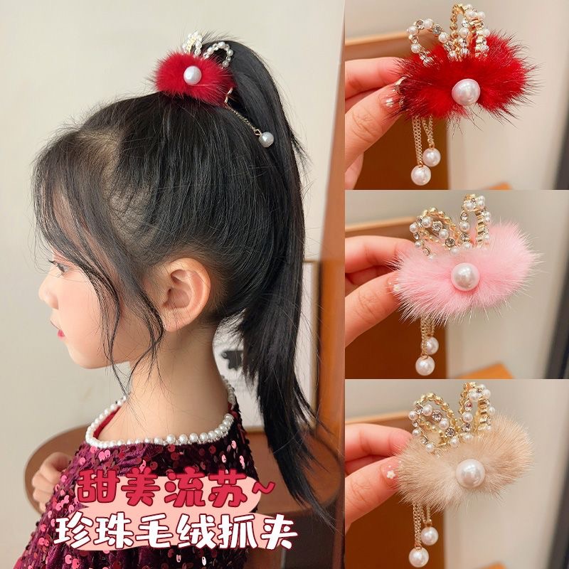 New autumn and winter mink, rabbit ear, tassel hair clips, cute and elegant girl, hairball, shark clip hair accessories details Picture