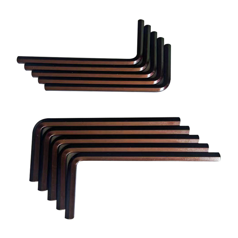 Wholesale of 1.5mm-6mm S2 alloy steel hex socket wrenches, L-shaped high-hardness hex socket wrenches with a reddish antique copper extension Specification drawing