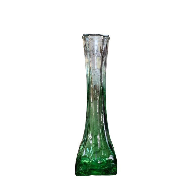 Square glass vase, fresh and simple, waist-cinching, single vase, transparent, modern and fashionable indoor dining table, hotel vase Item Picture