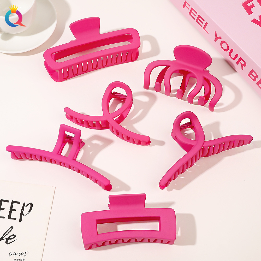 Wholesale of Qiyue large hair clips, shark clips, Korean rose red series hair clips, curls, matte hair clips, hair clips and hair accessories full figure
