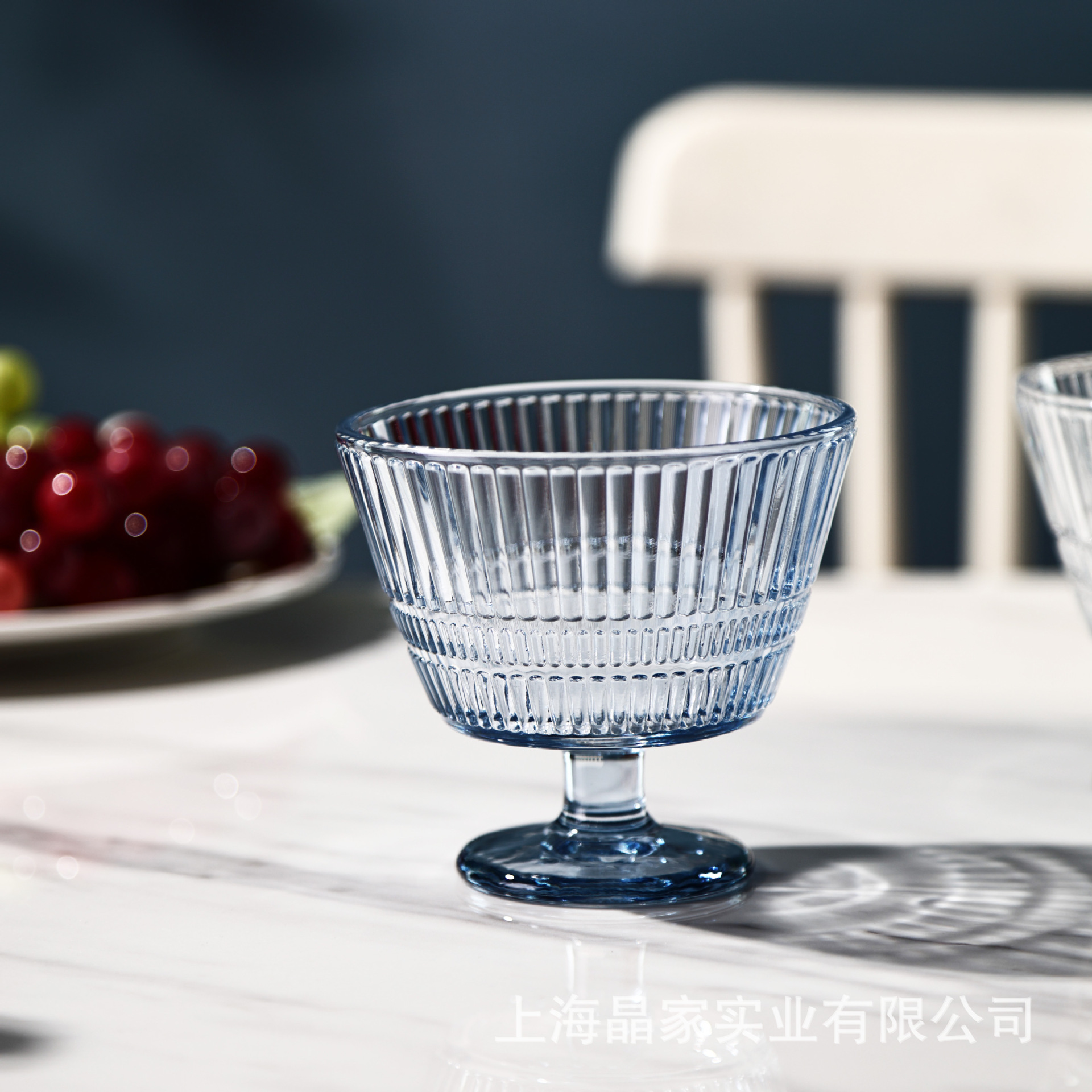 New vertical pattern retro embossed glass dessert cups, fruit ice cream yogurt cups, pudding milkshake cups can be printed with logos details Picture