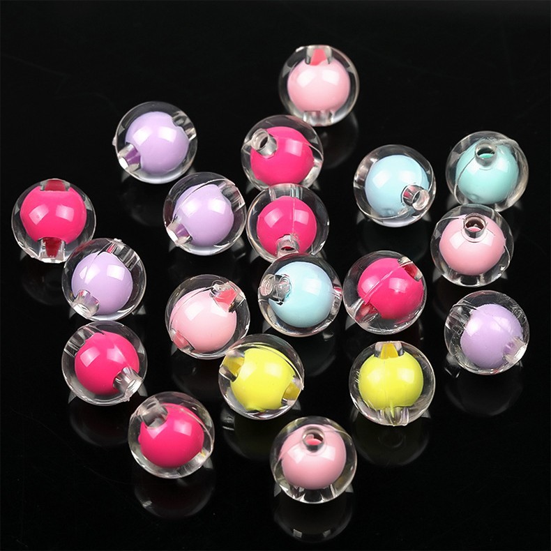 diy transparent acrylic beads, mobile phone chain beads, candy-colored beads, medium beads, round beads, handcrafted ornaments, loose beads full figure