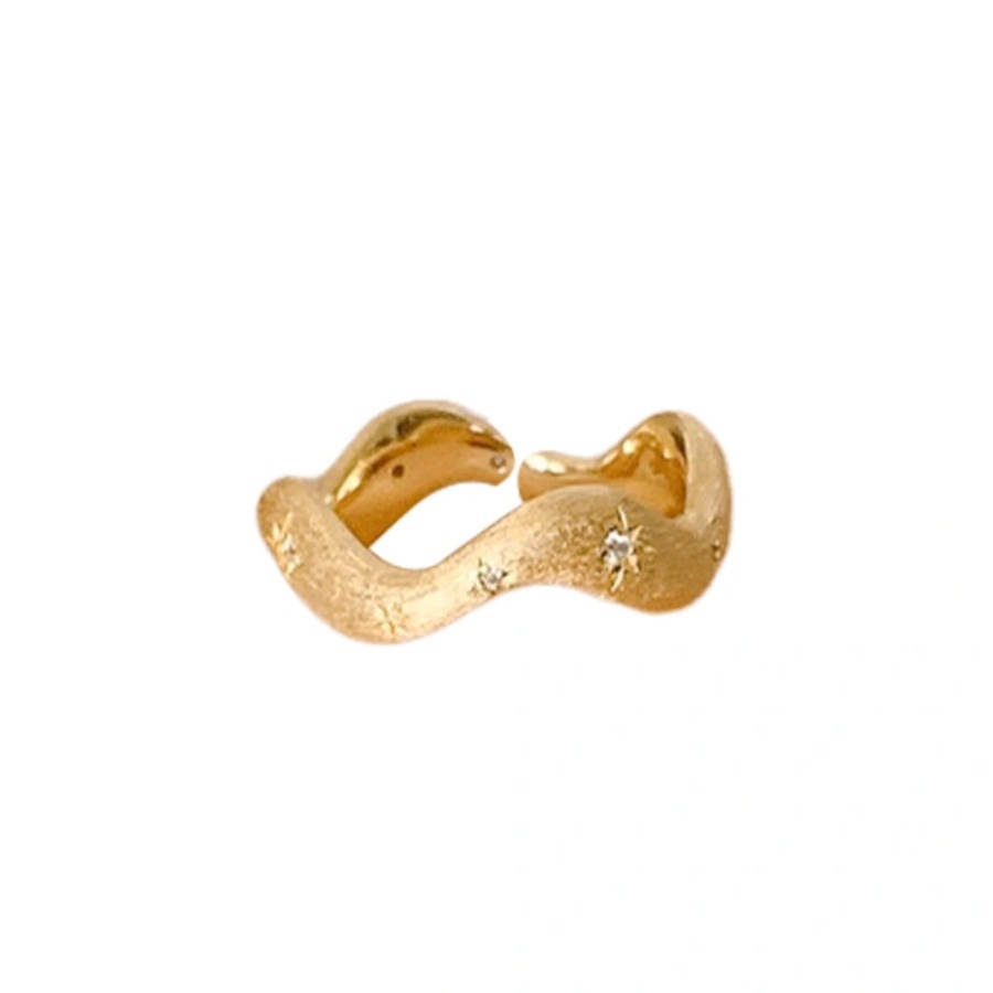 A mid-style brushed wavy starburst zircon ring for women that doesn't fade, with a light luxury, retro, unique and niche design sense Item Picture